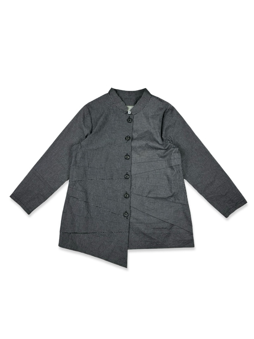 Niche Nilgun Derman Black & Gray Striped Button Up Top